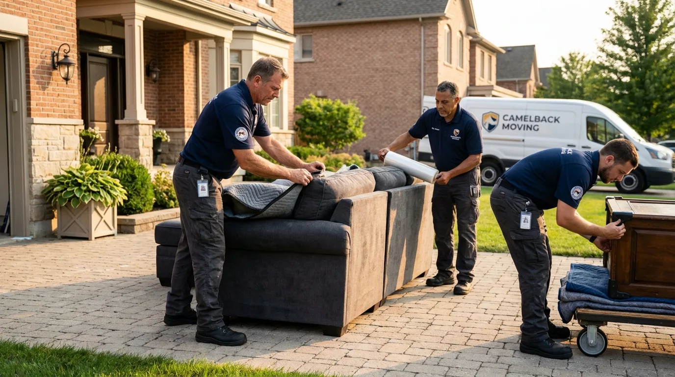 Large estate moving crew wrapping furniture in Danville, CA
